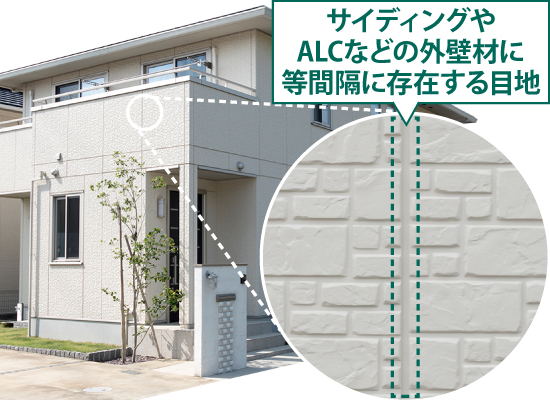 サイディングやALCなどの外壁材に等間隔に存在する目地