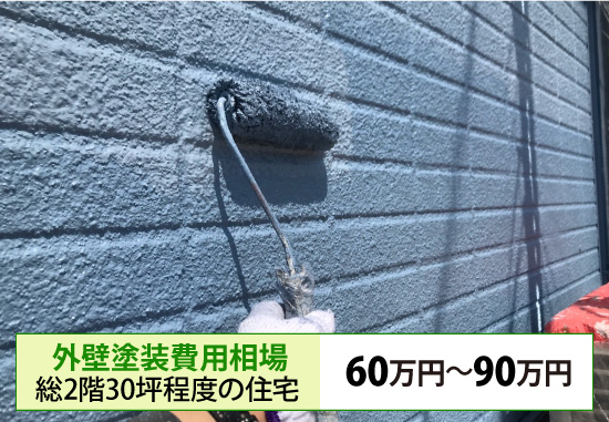 外壁塗装費用相場は総2階30坪程度の住宅で60万円～90万円