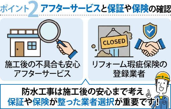 ポイント2：アフターサービスと保証や保険の確認