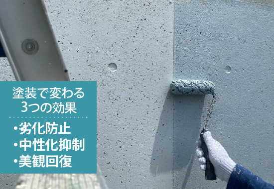 塗装で変わる・劣化防止・中性化抑制・美観回復の3つの効果