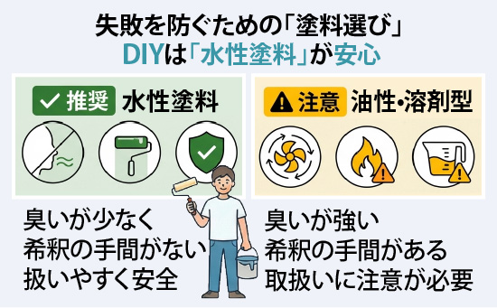 失敗を防ぐための「塗料選び」 DIYは「水性塗料」が安心