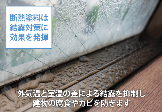 断熱塗料は結露対策に効果を発揮！外気温と室温の差による結露を抑制し建物の腐食やカビを防ぎます