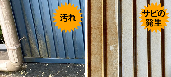 汚れ、サビの発生