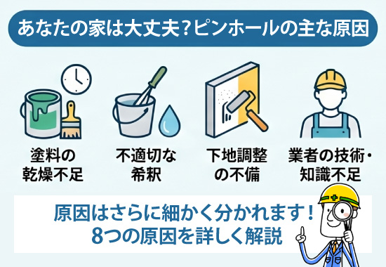 あなたの家は大丈夫？ピンホールの主な原因 原因はさらに細かく分かれます！8つの原因を詳しく解説