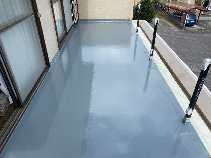 木更津市清見台にてＤＳカラー・ゼロを用いたベランダのウレタン塗膜防水工事を行い雨漏り防止