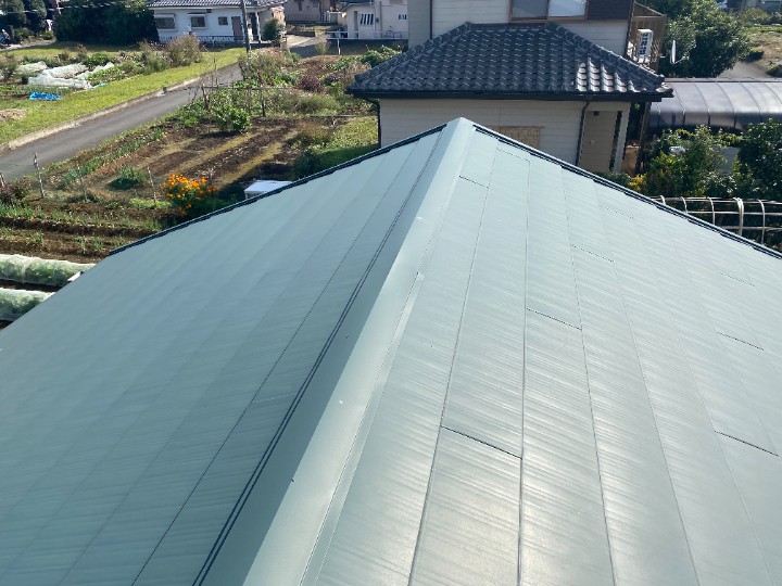 金属屋根の全景調査