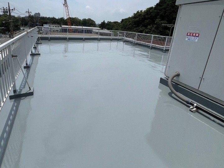 野田市西三ケ尾にてDSカラーゼロを使用した屋上ウレタン防水工事で雨漏り対策しました