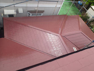 屋根塗装完了　サーモアイSiクールブラウン