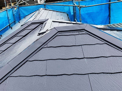 川崎市麻生区王禅寺西にてスレート屋根をサーモアイSiで塗装工事を実施