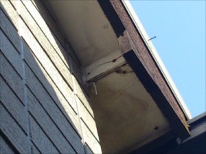 軒天に浸水の跡