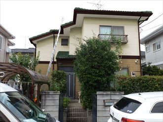 江戸川区　塗装　ツートン　屋根緑