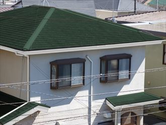江東区　屋根塗装　ミラノグリーン