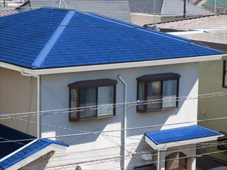 江東区　屋根塗装　スカイブルー