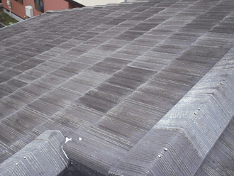 大田区 コンクリート瓦の屋根塗装　高圧洗浄後1
