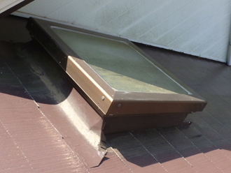 町田市　外装リフォーム　屋根点検　採光窓に苔が発生している