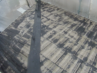 豊島区　セメント瓦の屋根塗装　高圧洗浄後