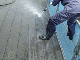 墨田区　屋根塗装前の高圧洗浄