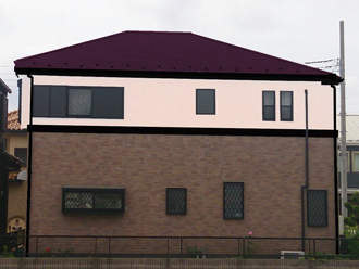 千葉市稲毛区　屋根塗装　外壁塗装　クリア塗装　外壁　色　カラーシミュレーション　クールニューワイン　ナノコン　NC-04