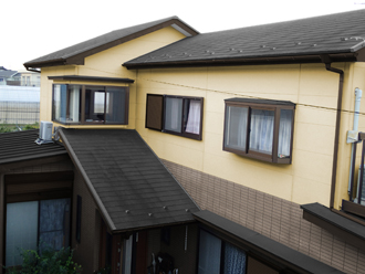 鎌ヶ谷市　屋根塗装　外壁塗装　パーフェクトシリーズ　ワイド遮熱α　ND342　ND250　CS8123　1階外壁：ND322　2階外壁：ND250　屋根：CS0393