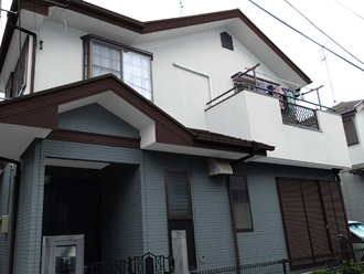 佐倉市　屋根塗装　外壁塗装　塗装色　元画像　1階：ブルー系　2階：ホワイト系