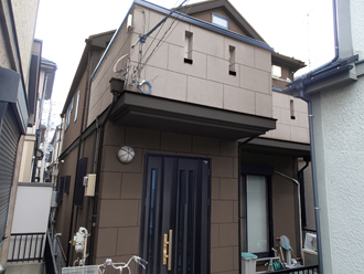 江戸川区　屋根塗装　外壁塗装　茶系-ツートン