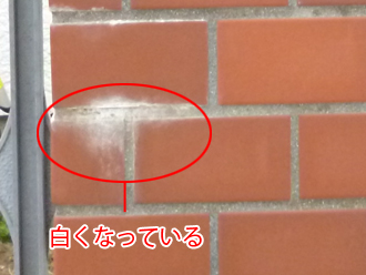 品川区　外壁塗装の事前調査　門壁の目地が白くなっている　白華（はっか）