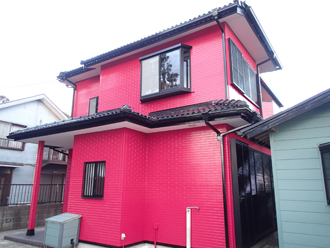 屋根塗装　外壁塗装　ファインSi　G99-40V　ピンク系