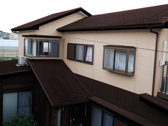鎌ヶ谷市　屋根塗装　外壁塗装　パーフェクトシリーズ　ワイド遮熱α　ND342　ND250　CS8123　茶系