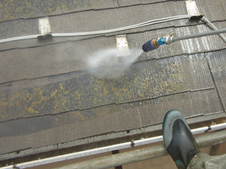 北区　外壁塗装　屋根塗装　屋根の高圧洗浄