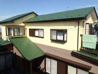 屋根塗装　外壁塗装　軒天塗装　スズカファイン一液ワイドシリコン遮熱　CS8123　パーフェクトトップ　ND342　ND250