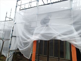 高圧洗浄　メッシュシート　木更津市