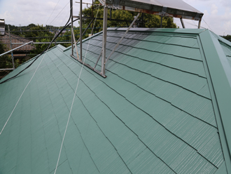 屋根塗装　外壁塗装　ファインシリコンベスト　ミラノグリーン 　ファインパーフェクトトップ　ND218　ケンエース　シリコンセラUV　外壁の色　グリーン　屋根の色