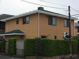 屋根塗装　外壁塗装　外壁の色　屋根の色　クールグリーン　17-70Ｄ　雨樋　軒天　白　17-70H　17-60H　日塗工　調色