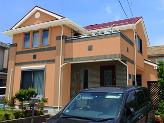 横須賀市　屋根塗装　外壁塗装　カラーシミュレーション　色決め　エラストコート　サーモアイSi　外壁・帯：B4062　柱：B924　屋根：クールマルーン