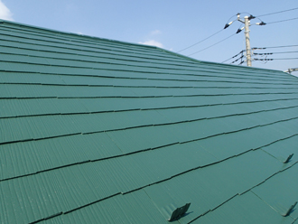 屋根塗装　緑の屋根　グリーンの屋根　サーモアイSi　クールグリーン