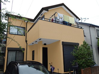 2-2　足立区　屋根塗装　外壁塗装　サーモアイ　パーフェクトトップ　外壁：ND-282　屋根：クールポリブラウン