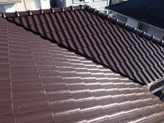 屋根塗装　ルーフマイルドSI　色＝ニューコーヒーブラウン  水谷ペイント