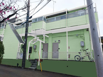 横浜市港北区　アパートの外壁塗装　外壁の色　日塗工　H42-90D
