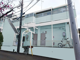 横浜市港北区　アパートの外壁塗装　外壁の色　日塗工　H65-80H