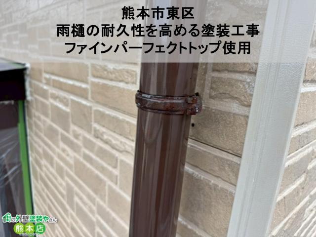 【熊本市東区】雨樋の耐久性を高める塗装工事｜ファインパーフェクトトップ使用