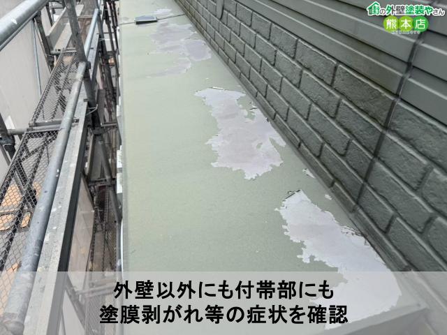外壁以外にも付帯部にも 塗膜剥がれ等の症状を確認