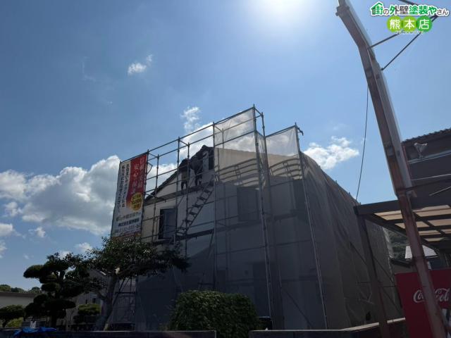 【上天草市】海沿いのお宅の塗装工事は足場仮設からスタート|安全と品質を支える縁の下の力持ち