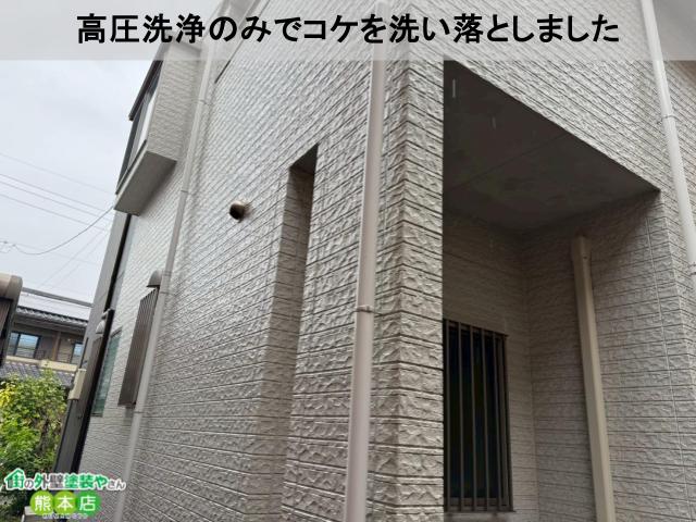 高圧洗浄のみでコケを洗い落としました