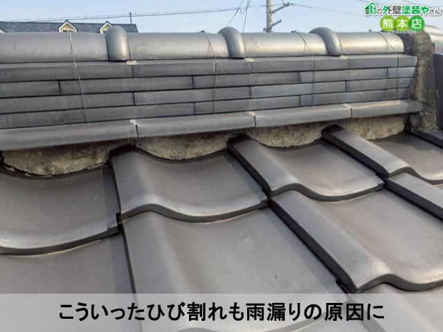 こういったひび割れも雨漏りの原因に