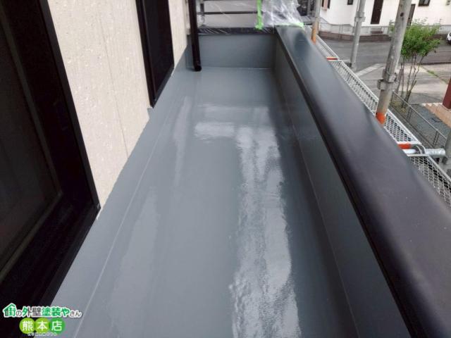 熊本市北区ベランダウレタン防水トップコート塗り替え後