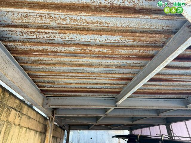 熊本市北区駐車場鉄骨塗装前