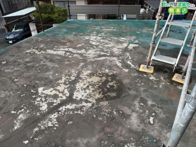 熊本市北区駐車場屋根ウレタン防水施工前
