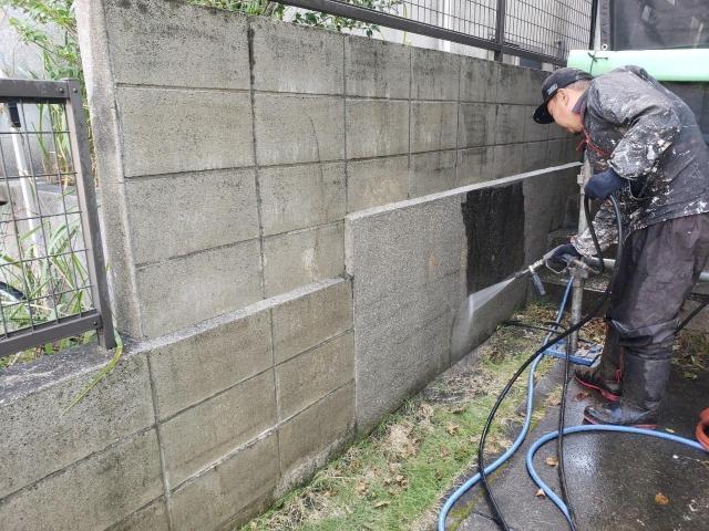 菊池郡大津町ブロック塀高圧洗浄