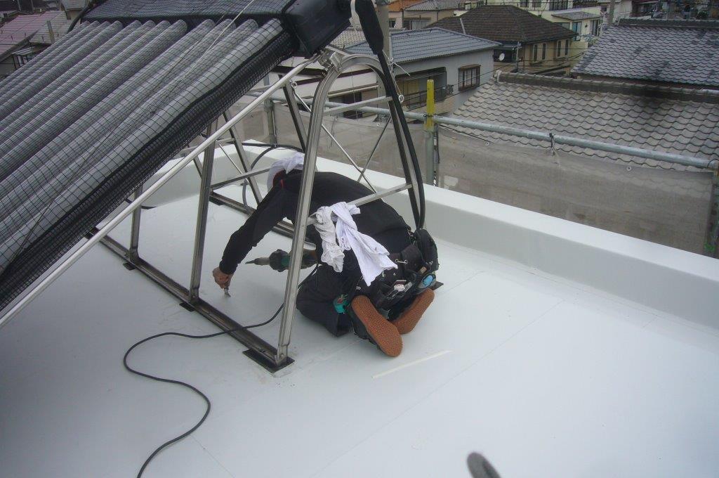 屋上防水 施工中