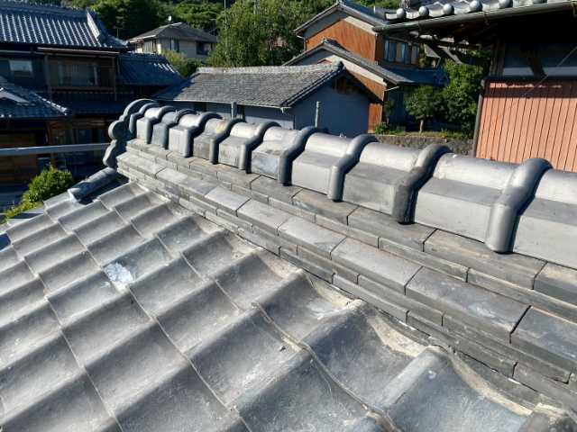 棟瓦と屋根全景